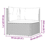 vidaXL 5-delige Loungeset met kussens poly rattan zwart