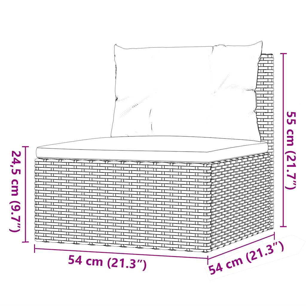 vidaXL 5-delige Loungeset met kussens poly rattan zwart
