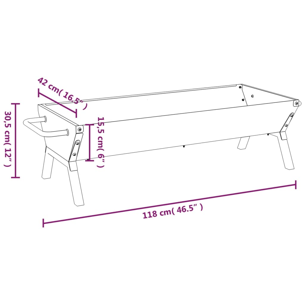 vidaXL Barbecueplaat 118x42x30,5 cm roestvrij staal zilverkleurig