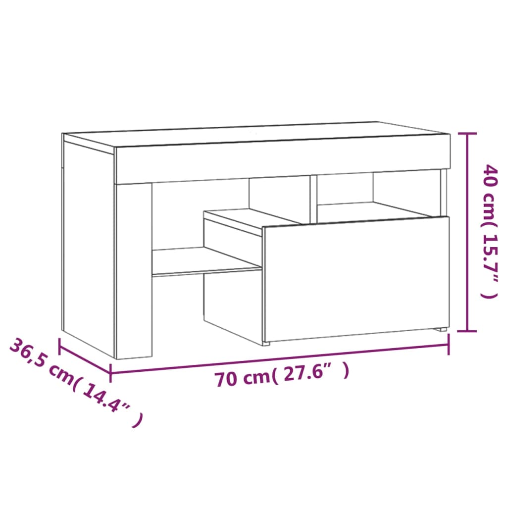 vidaXL Nachtkastjes 2 st LED-verlichting 70x36,5x40 cm wit