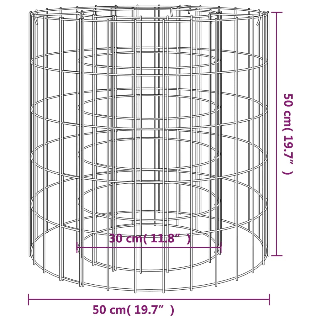 vidaXL Gabion Fire Pit Ø 50 cm Galvanized Iron