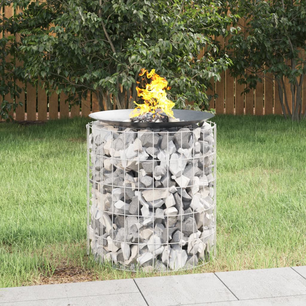 vidaXL Gabion Fire Pit Ø 50 cm Galvanized Iron