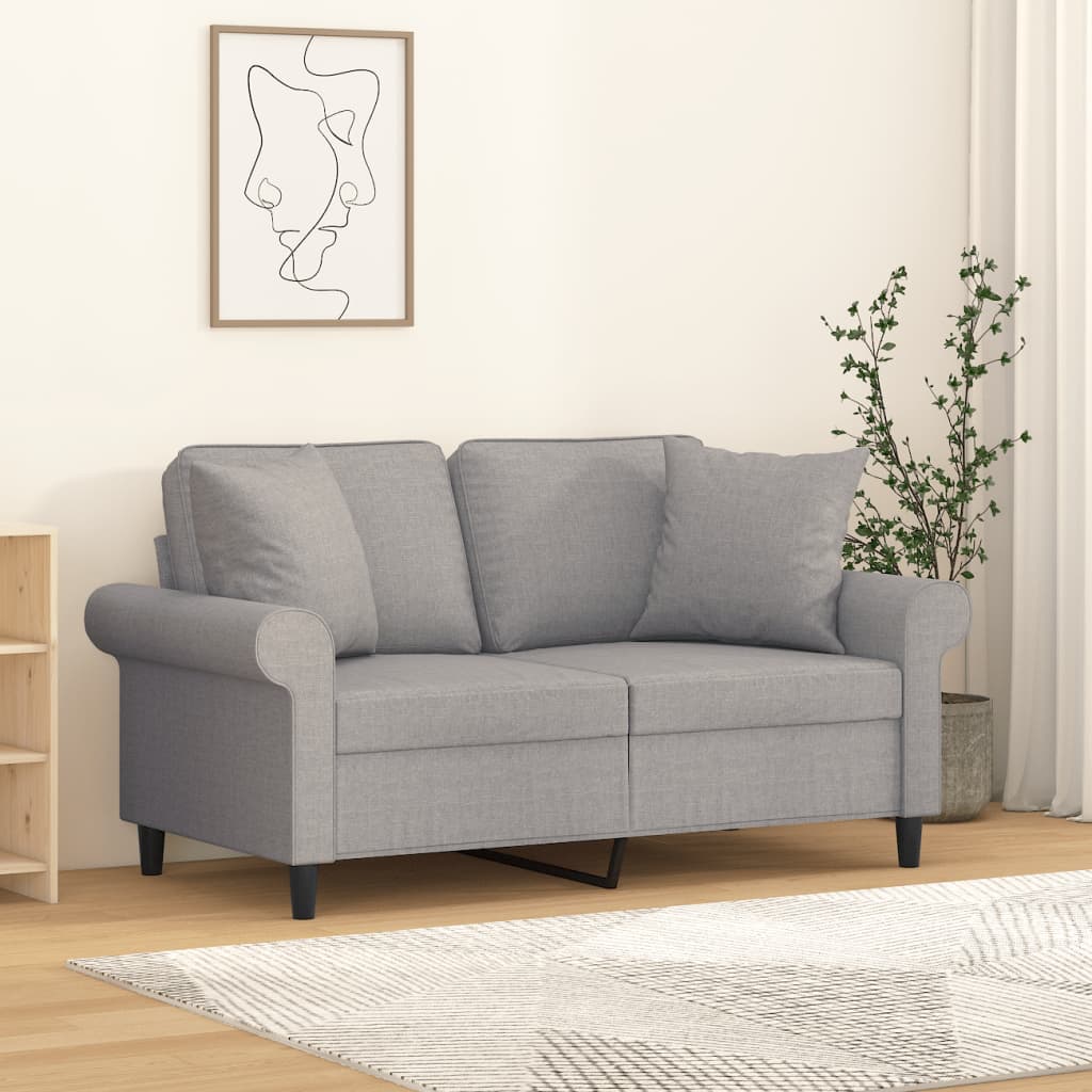 vidaXL Two-seater Sofa with Cushions 120 cm Fabric Dark Grey