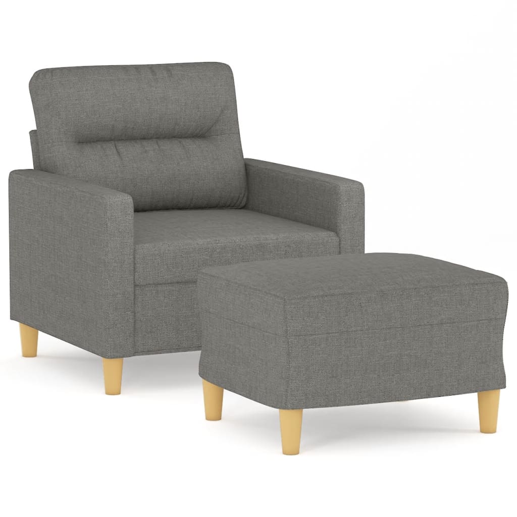 vidaXL Fauteuil met voetenbank 60 cm stof lichtgrijs