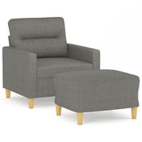 vidaXL Fauteuil met voetenbank 60 cm stof lichtgrijs