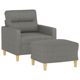 vidaXL Fauteuil met voetenbank 60 cm stof lichtgrijs