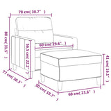 vidaXL Fauteuil met voetenbank 60 cm stof lichtgrijs