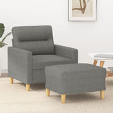 vidaXL Fauteuil met voetenbank 60 cm stof lichtgrijs