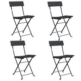 vidaXL Bistro Chairs 4 pcs foldable poly rattan and steel black