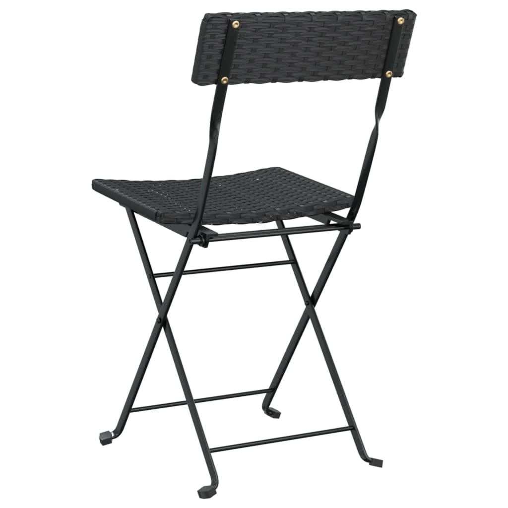 vidaXL Bistro Chairs 4 pcs foldable poly rattan and steel black