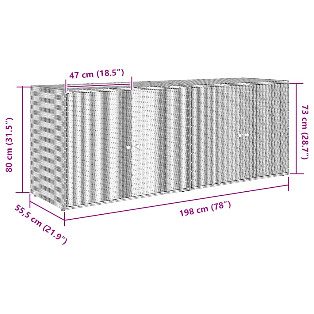 vidaXL Tuinkast Zwart 198x55,5x80 cm Poly Rattan