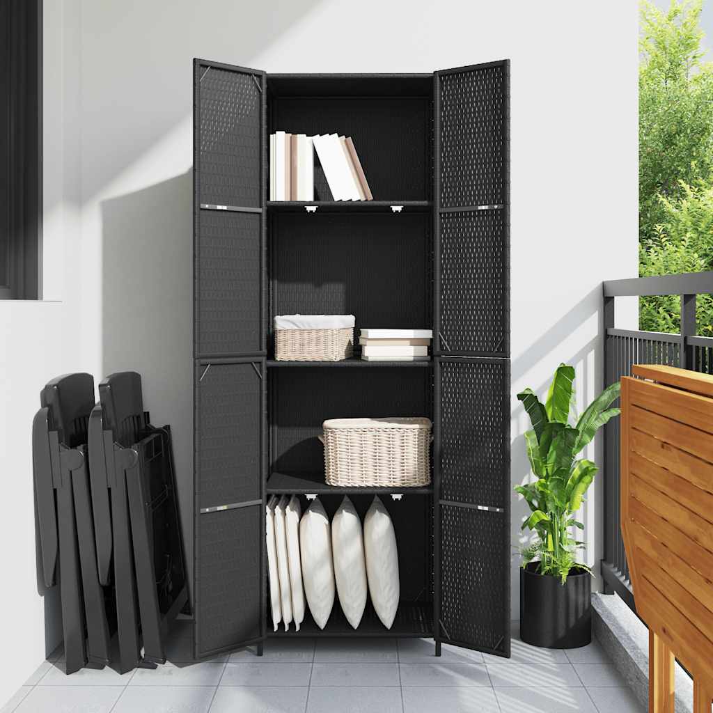 vidaXL Tuinkast 59x40x180 cm poly rattan zwart