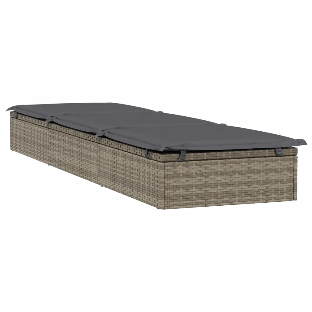 vidaXL Ligbed met kussen 1 st 201x55x62 cm poly rattan grijs
