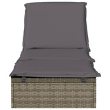 vidaXL Ligbed met kussen 1 st 201x55x62 cm poly rattan grijs