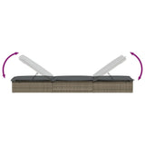vidaXL Ligbed met kussen 1 st 201x55x62 cm poly rattan grijs