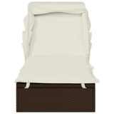 vidaXL Ligbed met inklapbaar dak 213x63x97 cm poly rattan bruin