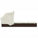vidaXL Ligbed met inklapbaar dak 213x63x97 cm poly rattan bruin