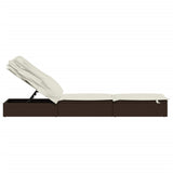 vidaXL Ligbed met inklapbaar dak 213x63x97 cm poly rattan bruin