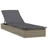 vidaXL Ligbed met rond dak 211x57x140 cm poly rattan grijs