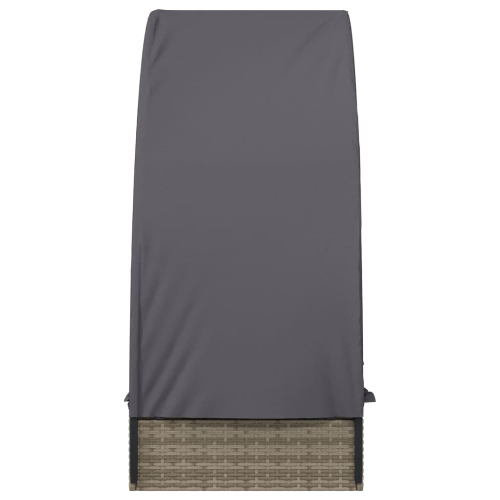vidaXL Ligbed met rond dak 211x57x140 cm poly rattan grijs