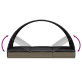 vidaXL Ligbed met rond dak 211x57x140 cm poly rattan grijs