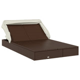 vidaXL Ligbed 2-persoons met dak 213x118x97 cm poly rattan bruin