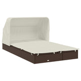 vidaXL Ligbed 2-persoons met dak 213x118x97 cm poly rattan bruin
