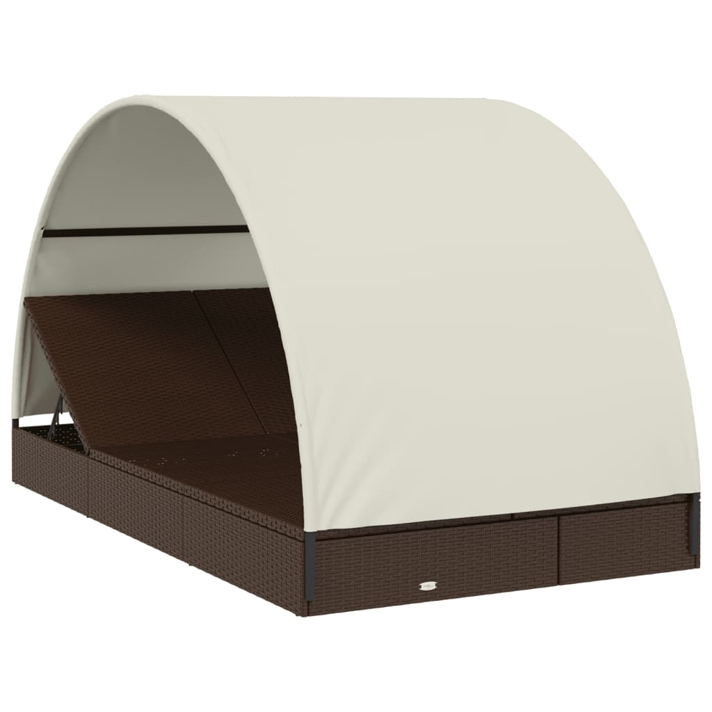 vidaXL Ligbed 2-persoons met rond dak 211x112x140 cm poly rattan bruin
