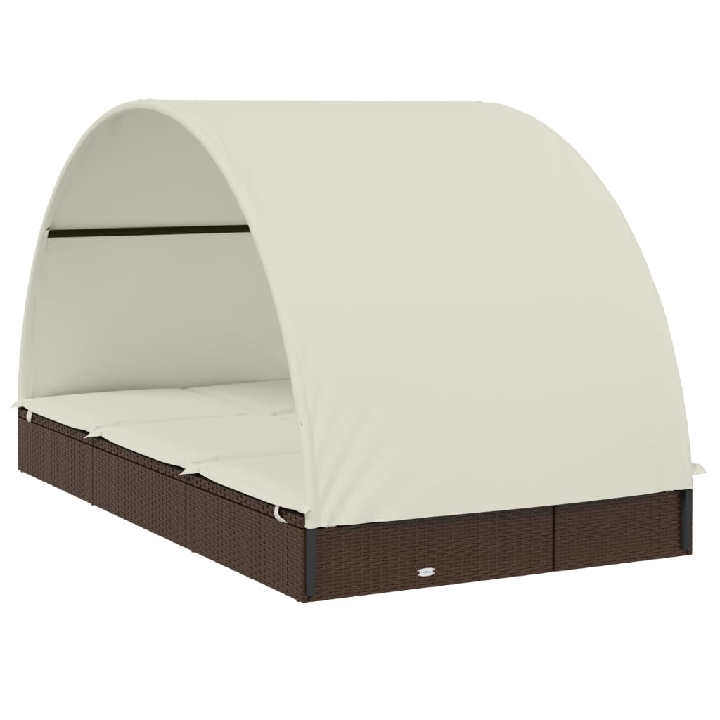 vidaXL Ligbed 2-persoons met rond dak 211x112x140 cm poly rattan bruin