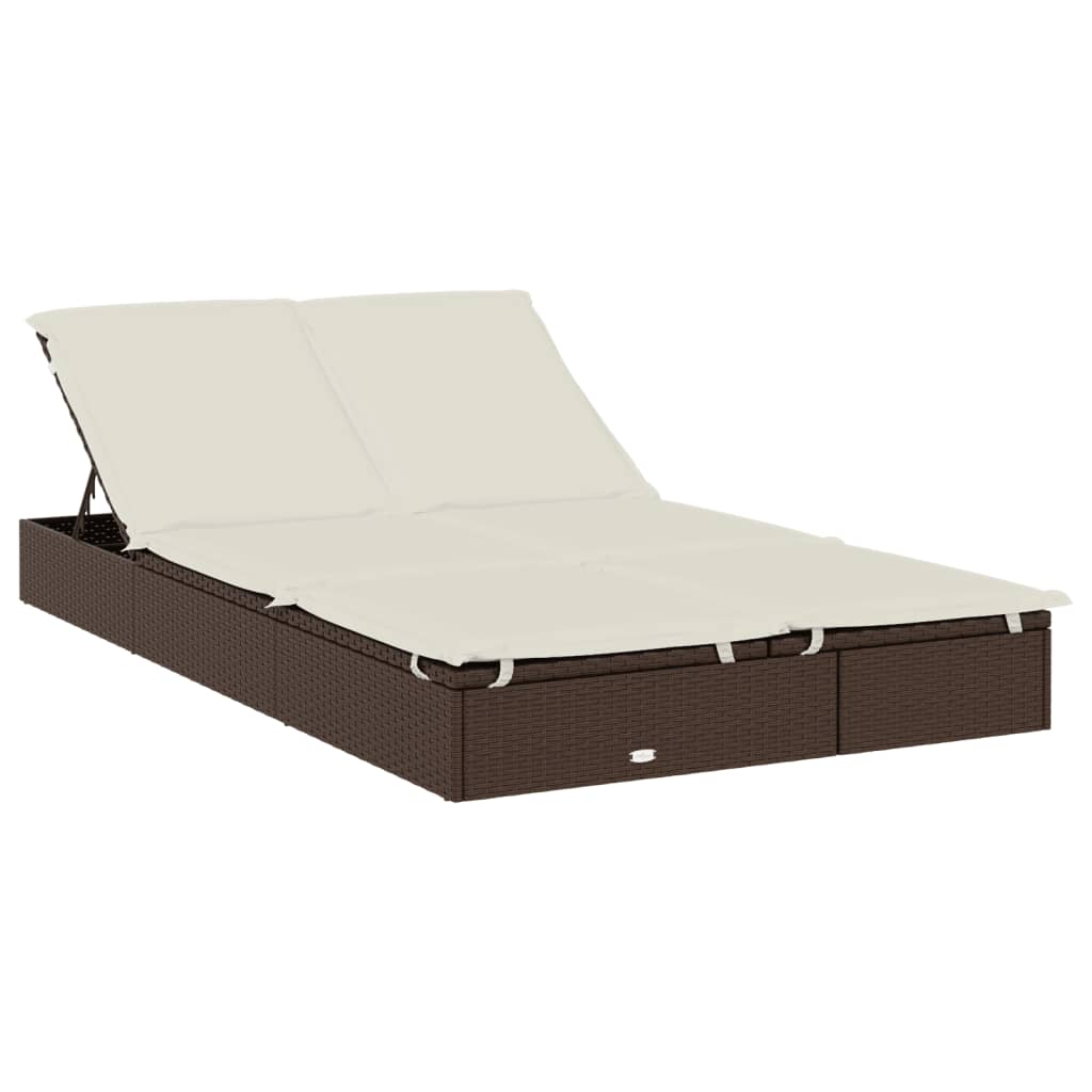 vidaXL Ligbed 2-persoons met rond dak 211x112x140 cm poly rattan bruin