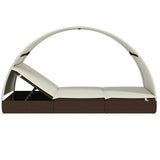 vidaXL Ligbed 2-persoons met rond dak 211x112x140 cm poly rattan bruin