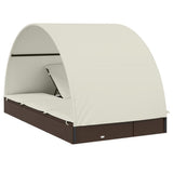 vidaXL Ligbed 2-persoons met rond dak 211x112x140 cm poly rattan bruin