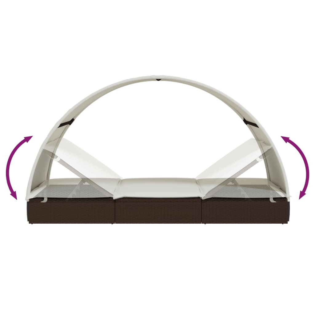 vidaXL Ligbed 2-persoons met rond dak 211x112x140 cm poly rattan bruin
