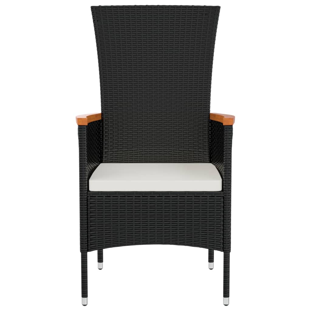 vidaXL Tuinstoelen 2 st met kussens poly rattan zwart