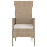vidaXL Tuinstoelen 2 st met kussens poly rattan beige