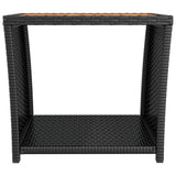 vidaXL Salontafel met houten blad poly ratten en acaciahout zwart