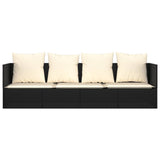vidaXL Lounge Bed with Cushions Poly Rattan Black