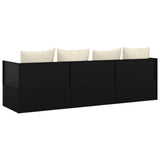 vidaXL Lounge Bed with Cushions Poly Rattan Black