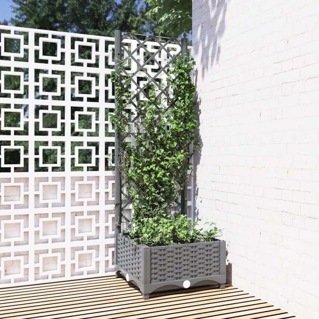 vidaXL Planter with Trellis 40x40x121.5 cm Polypropylene