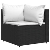 vidaXL Banquette de jardin avec coussins en poly rotin noir