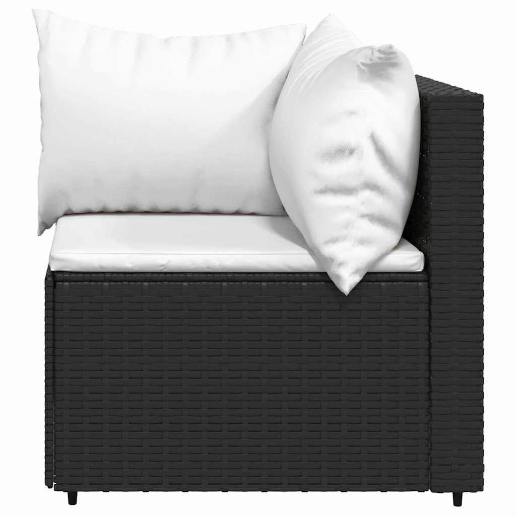 vidaXL Banquette de jardin avec coussins en poly rotin noir