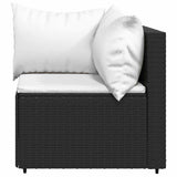 vidaXL Banquette de jardin avec coussins en poly rotin noir