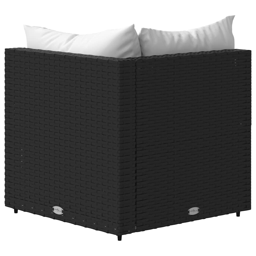 vidaXL Banquette de jardin avec coussins en poly rotin noir