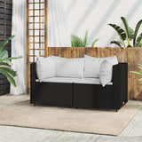 vidaXL Banquette de jardin avec coussins en poly rotin noir