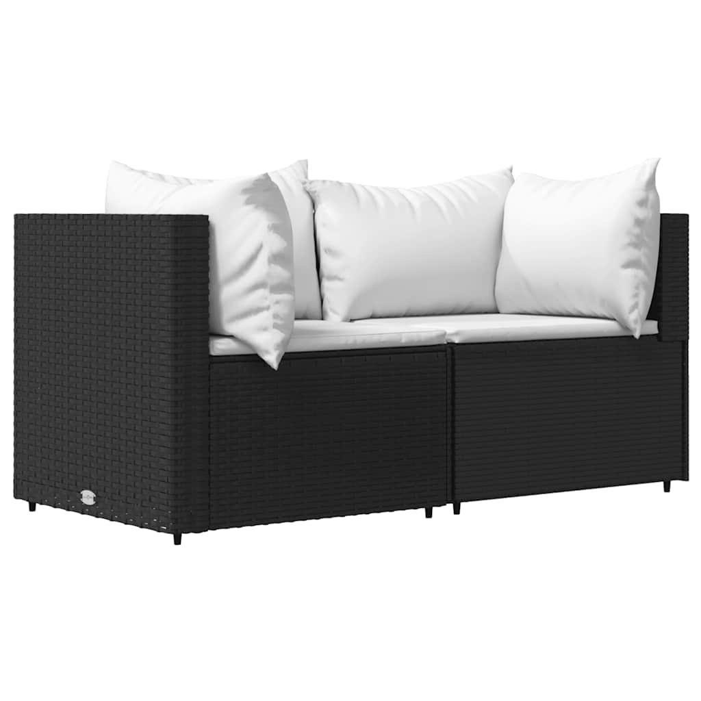 vidaXL Banc de jardin avec coussins 2 pièces poly rotin noir