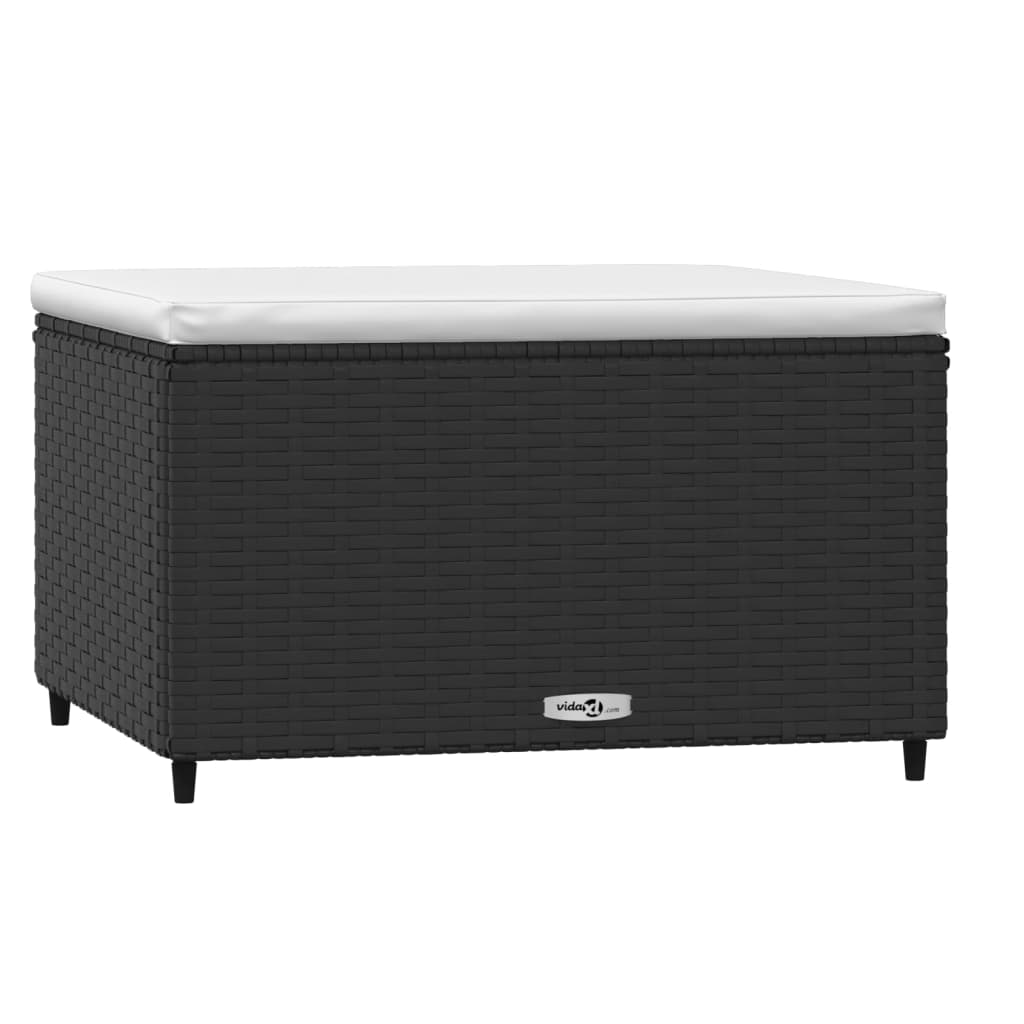 vidaXL Voetensteun met kussen poly rattan zwart