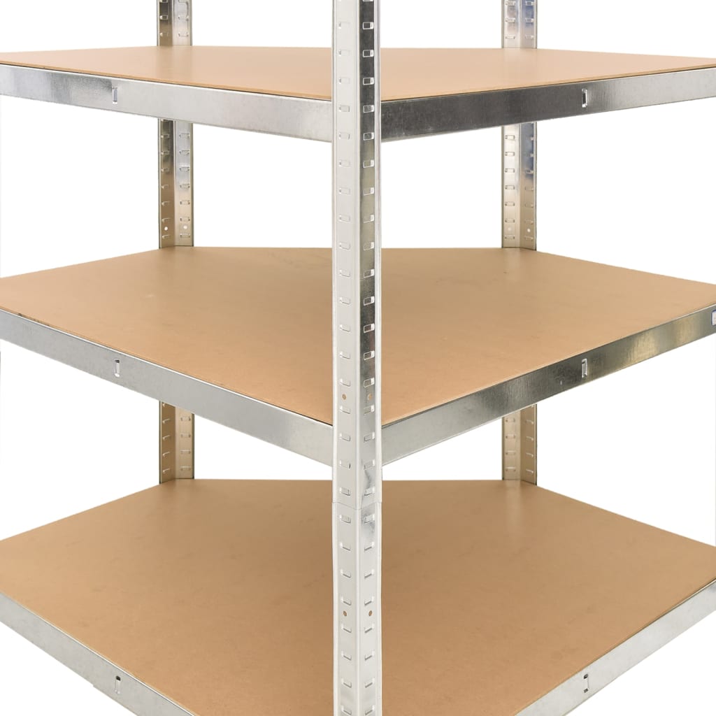 vidaXL Opbergrek 5-laags 2 st staal en bewerkt hout zilverkleurig