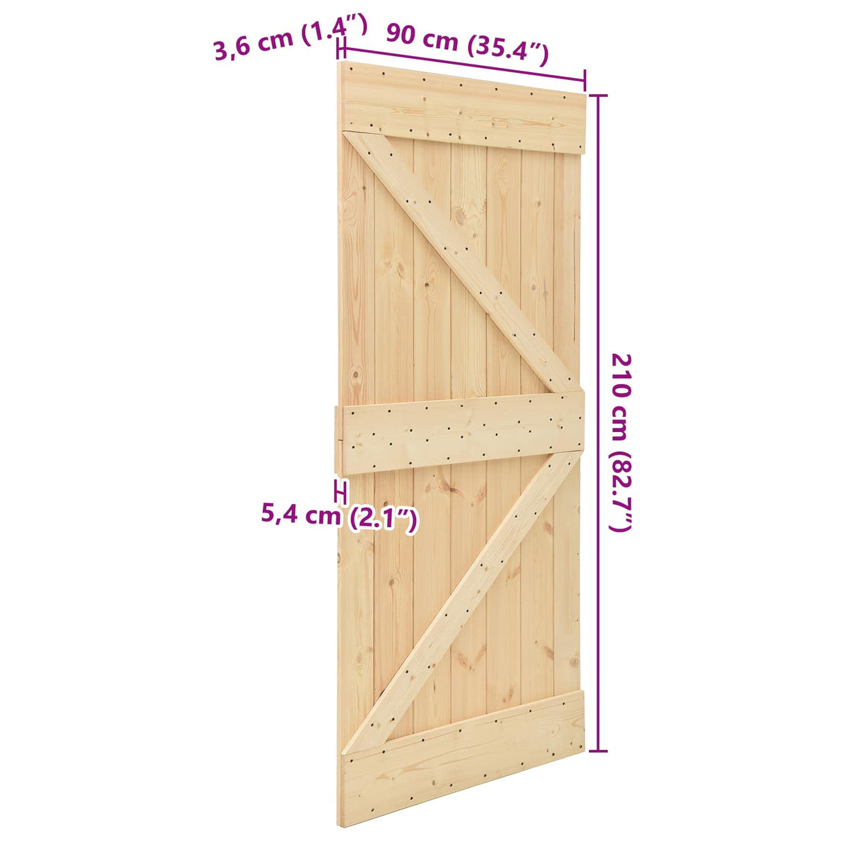 vidaXL Porte NARVIK Naturel 80 x 210 cm Pin Massif