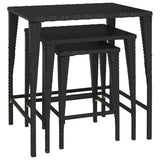 vidaXL Tafeltjesset 3 st poly rattan zwart