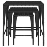vidaXL Tafeltjesset 3 st poly rattan zwart